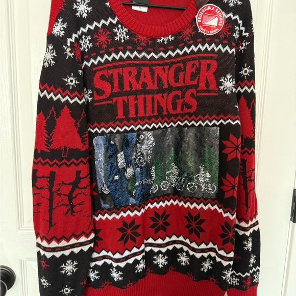 Netflix Stranger Things Red and Black Crewneck Sweater - Picture 3 of 5